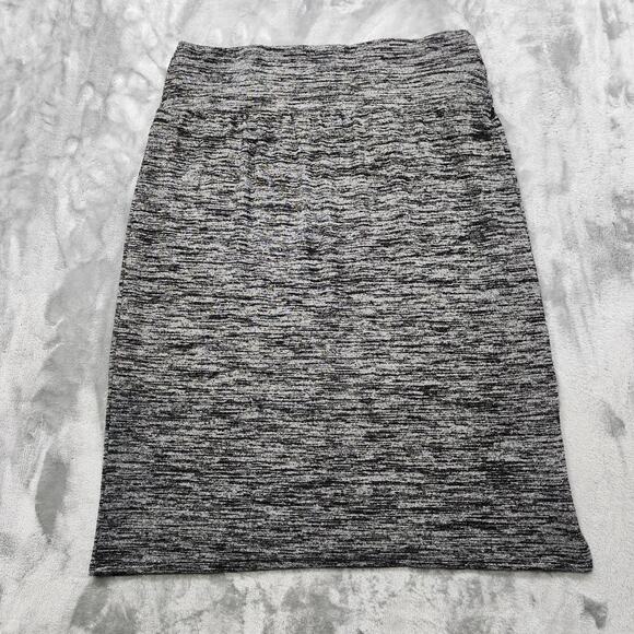 Apt. 9 Skirt Womens L Black Gray Marled Slub Textured Knit Pull On Pencil Slit - Picture 2 of 8